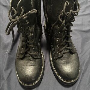 Black Lace-Up Combat Boots